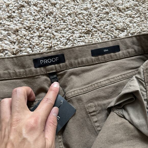 Proof Rover Pants Men’s Size 33x32 Tan Slim Huckberry Stretch Canvas Gusseted - Picture 4 of 8